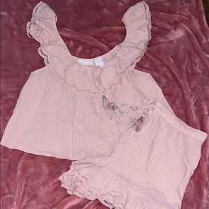 Women's Pink Lace Trim Sleepwear Set